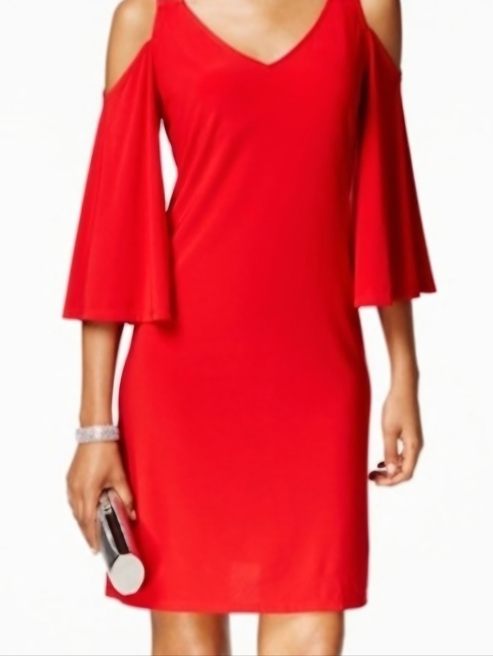 MSK Coral Cold-Shoulder V-Neck Dress Plus Size NWOT